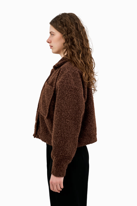 Textured Wool-Blend Button-Up Jacket