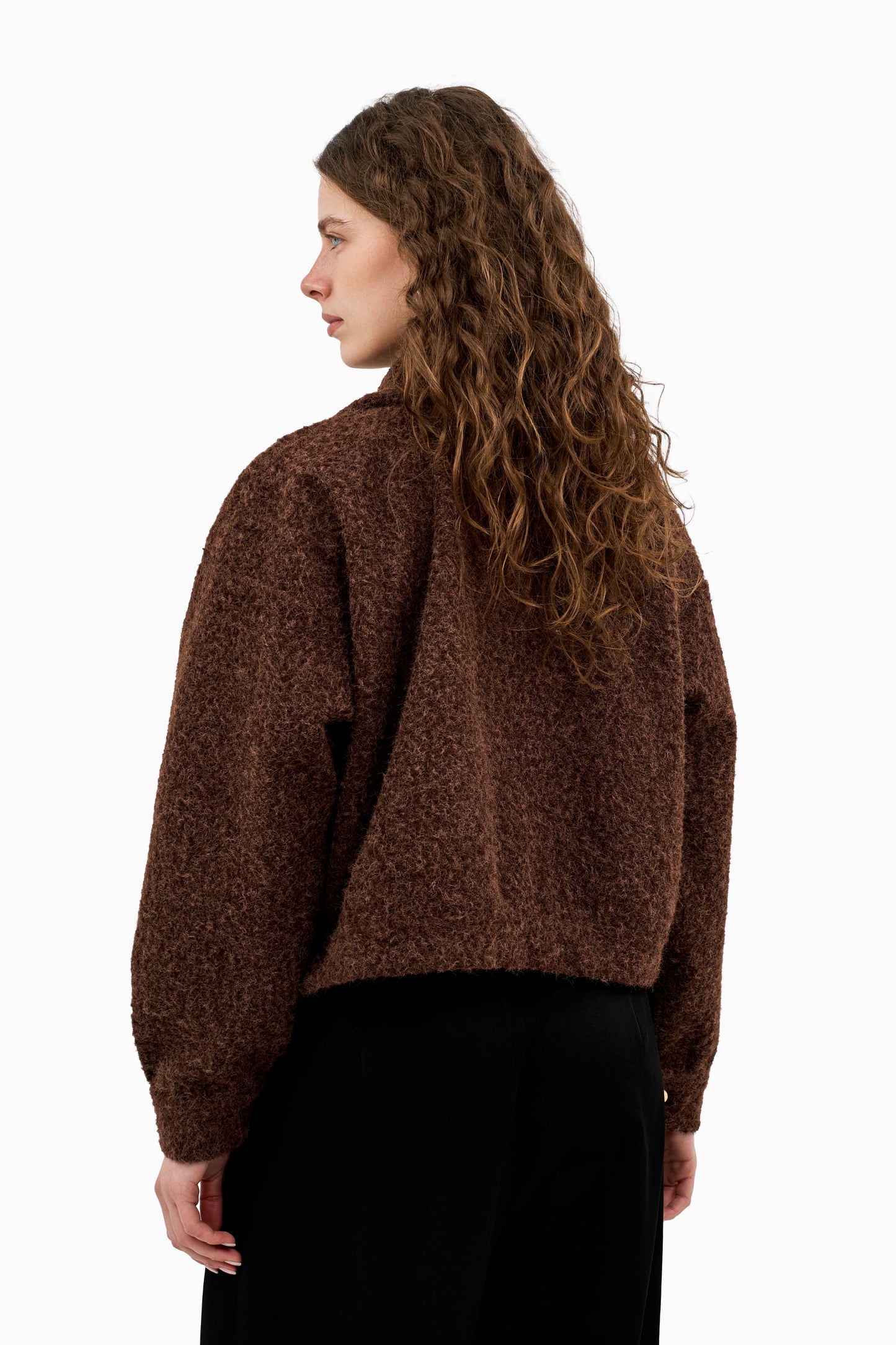 Textured Wool-Blend Button-Up Jacket