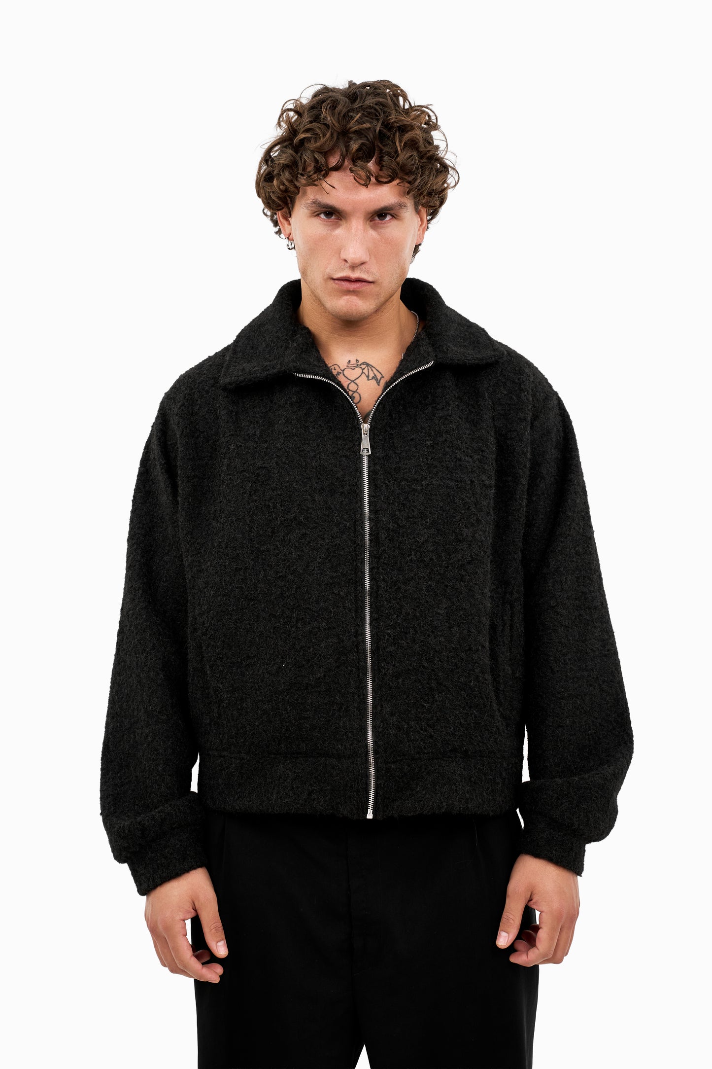 Textured Wool-Blend Zip-Up Jacket