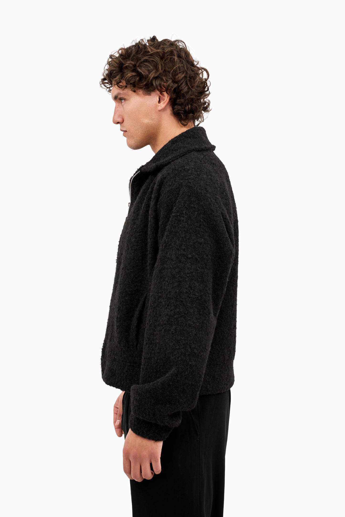 Textured Wool-Blend Zip-Up Jacket